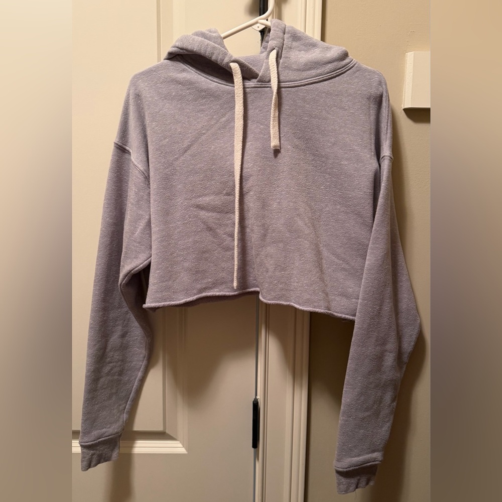 Alo Yoga Gray Crop Hoodie Pullover Sweatshirt Made in USA sz S